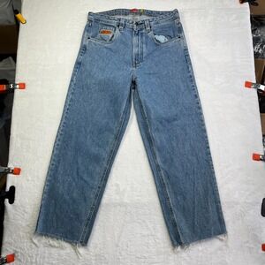 Vintage Empyre Loose Fit Skate Jeans Mens 32 Blue Denim Cotton High Rise Raw Hem